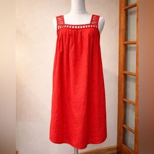 Velvet Heart Red Linen Blend Shift Dress XS Sleeveless Boho Summer